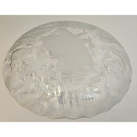 Vintage Crystal Clear Studios Style #312/156 Santa Claus 13 inch Glass Platter - Picture 8 of 8